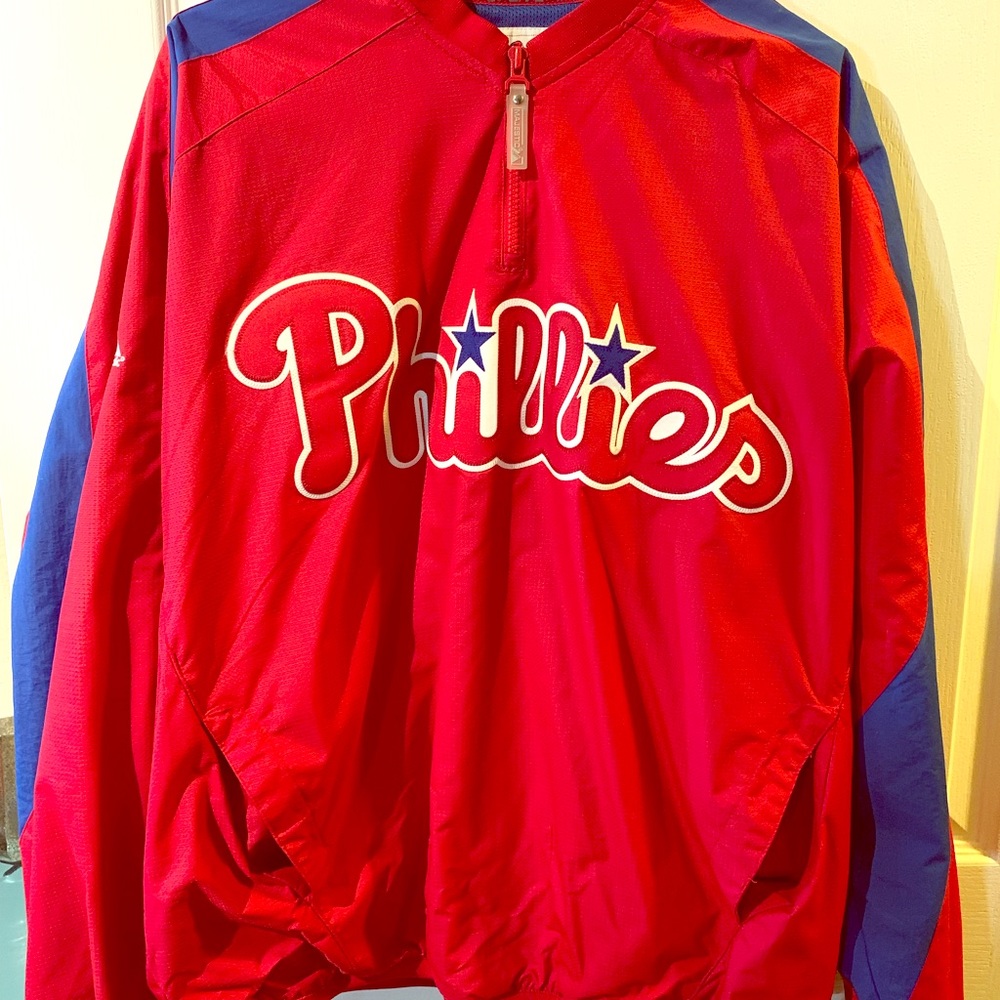 Men’s Phillies Majestic 3/4 Zip Pullover Sz Large